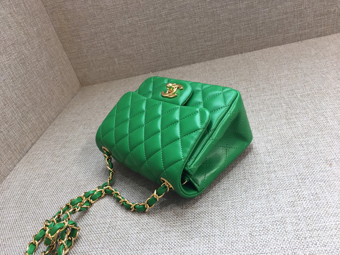 Mini Classic Flap Lambskin Bag A01115 Green/Gold